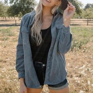 Corduroy plaid shacket